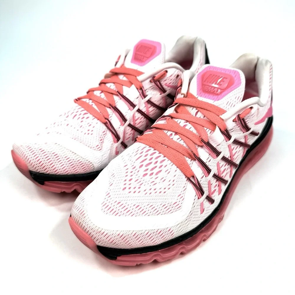 Nike Air Max 2015 Womens 10 White Pink Pow Black Running Shoes 698903-106